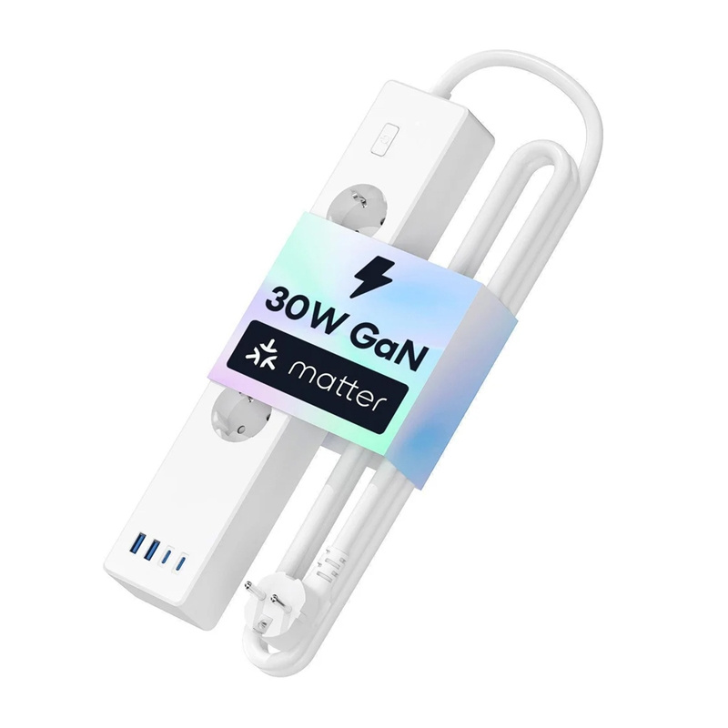 Meross MSP844(EU) bandă de alimentare inteligentă cu încărcare rapidă, 4 prize + 2x USB-A + 2x USB-C (Matter)