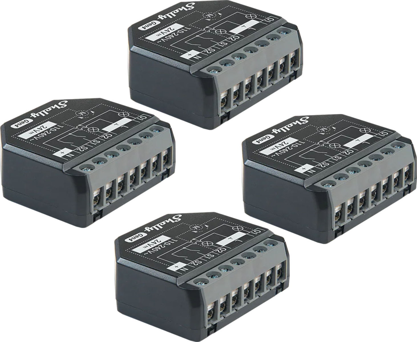 Set de 4 controlere Zigbee/Matter Shelly 2PM Gen4