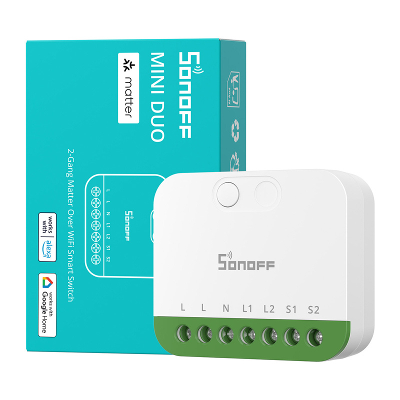 Sonoff MINI-2GS Matter mini-comutator cu două canale