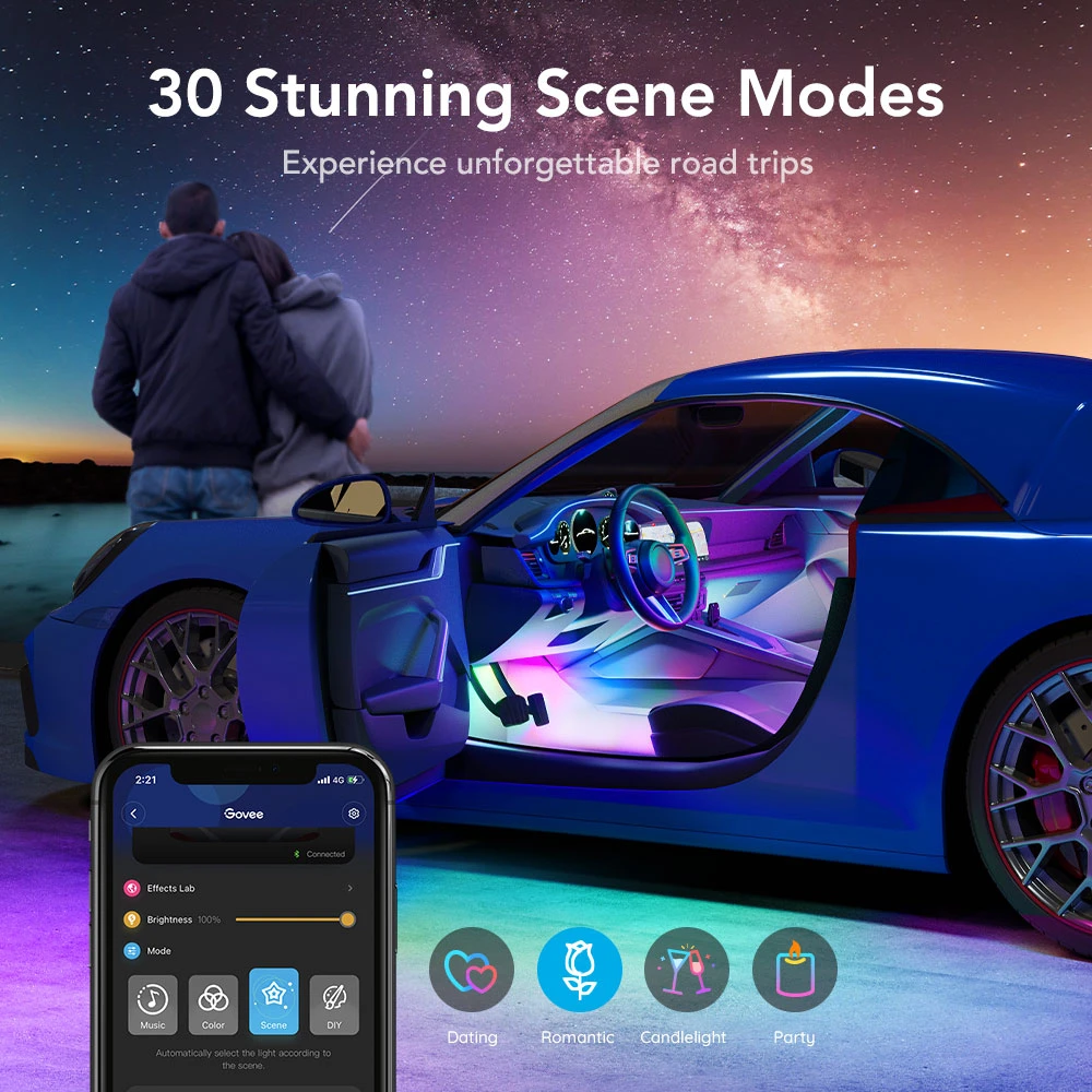 Banda LED Auto Govee  H7090 RGBIC, Sincronizare Muzica, Control App, 30 de scene