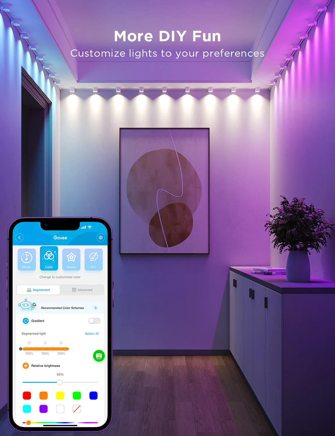 Banda cu Spoturi LED Govee RGBIC String Downlights, H608B, 3m, Wi-Fi, sincronizare muzica