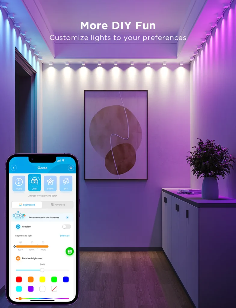 Banda cu Spoturi LED Govee RGBIC String Downlights, H608A, 5m, Wi-Fi, sincronizare muzica