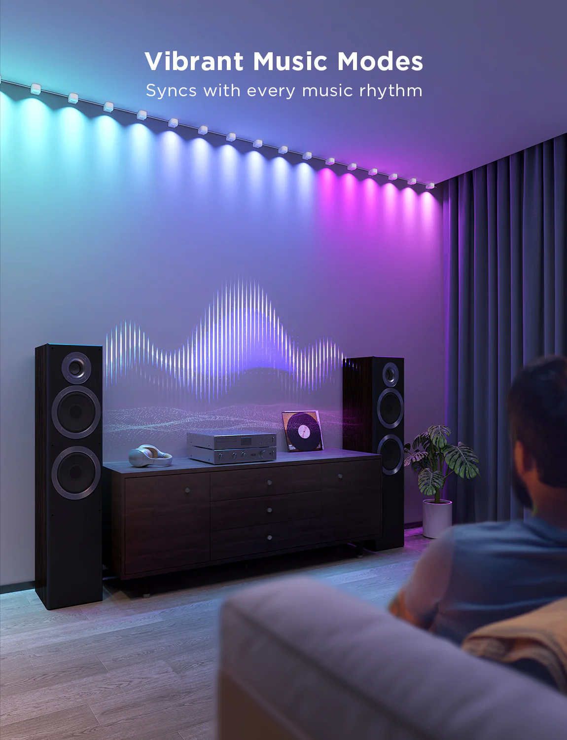 Banda cu Spoturi LED Govee RGBIC String Downlights, H608B, 3m, Wi-Fi, sincronizare muzica