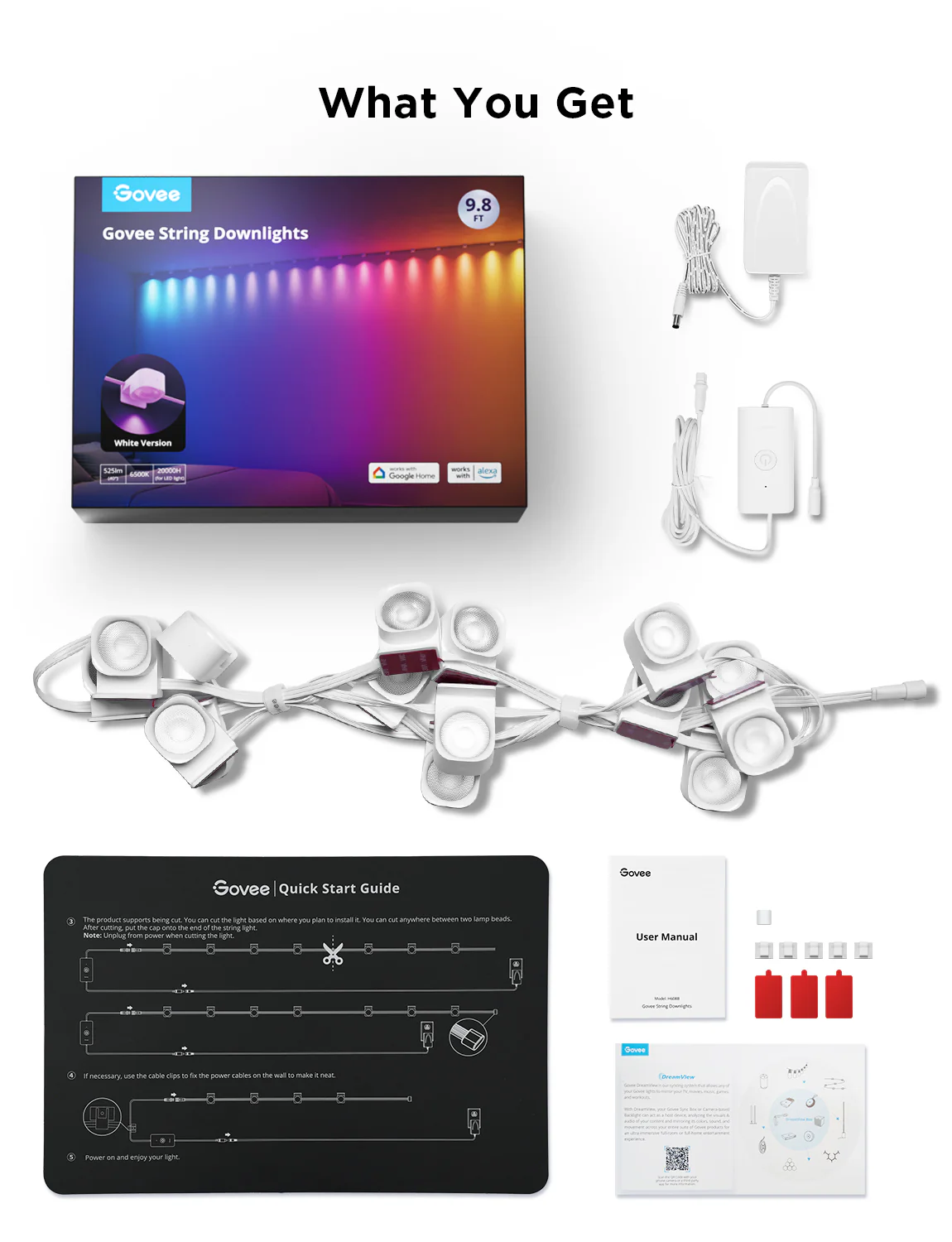 Banda cu Spoturi LED Govee RGBIC String Downlights, H608A, 5m, Wi-Fi, sincronizare muzica