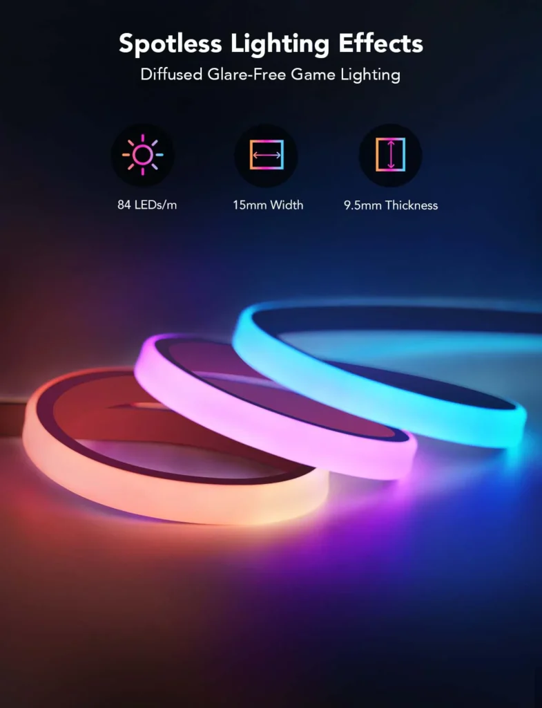 Banda LED Neon Rope Lights Govee H61C3 RGBIC, Sincronizare Muzica, Wi-Fi+Bluetooth, 3m