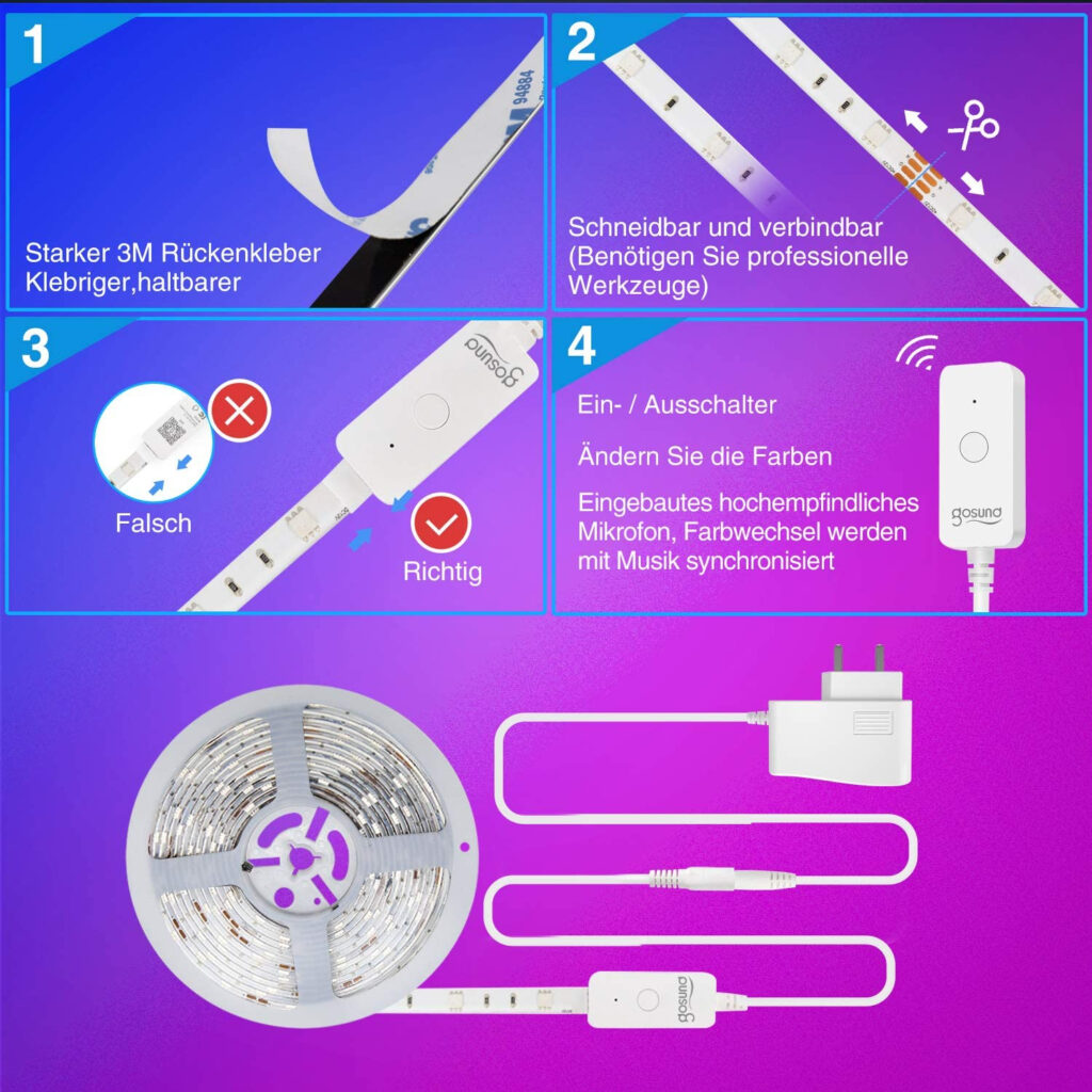 Banda LED Smart Nous F1 WiFi, 5 metri, Control APP