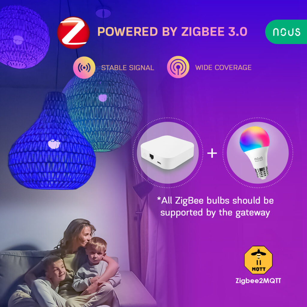 Bec LED RGB Smart NOUS P3Z ZigBee, E27, Control din aplicatie