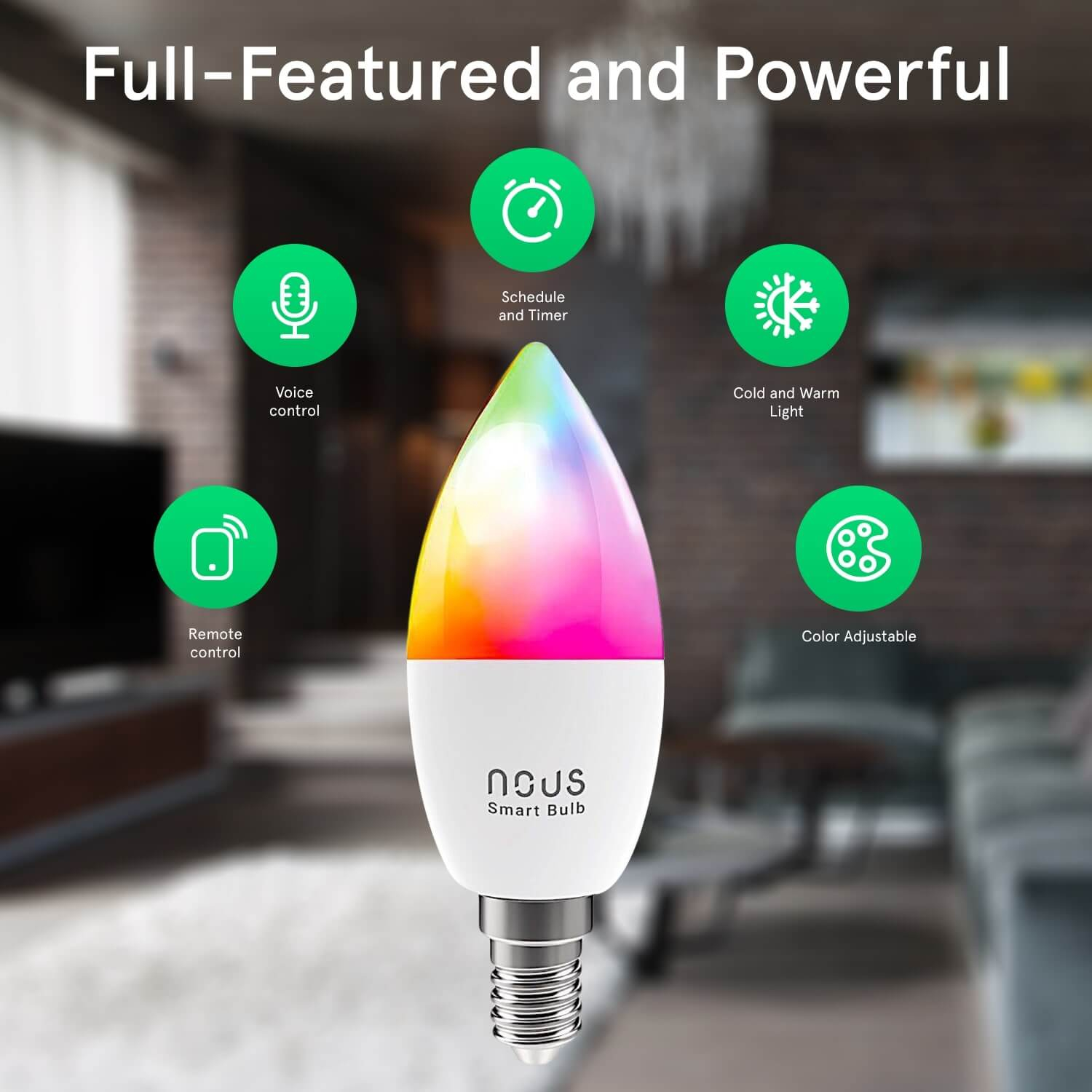 Set 2 Becuri LED RGB Smart NOUS P4, E14, Control din aplicatie