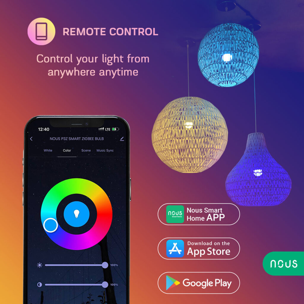 Set 2 becuri LED RGB Smart NOUS P3Z ZigBee, E27, Control din aplicatie