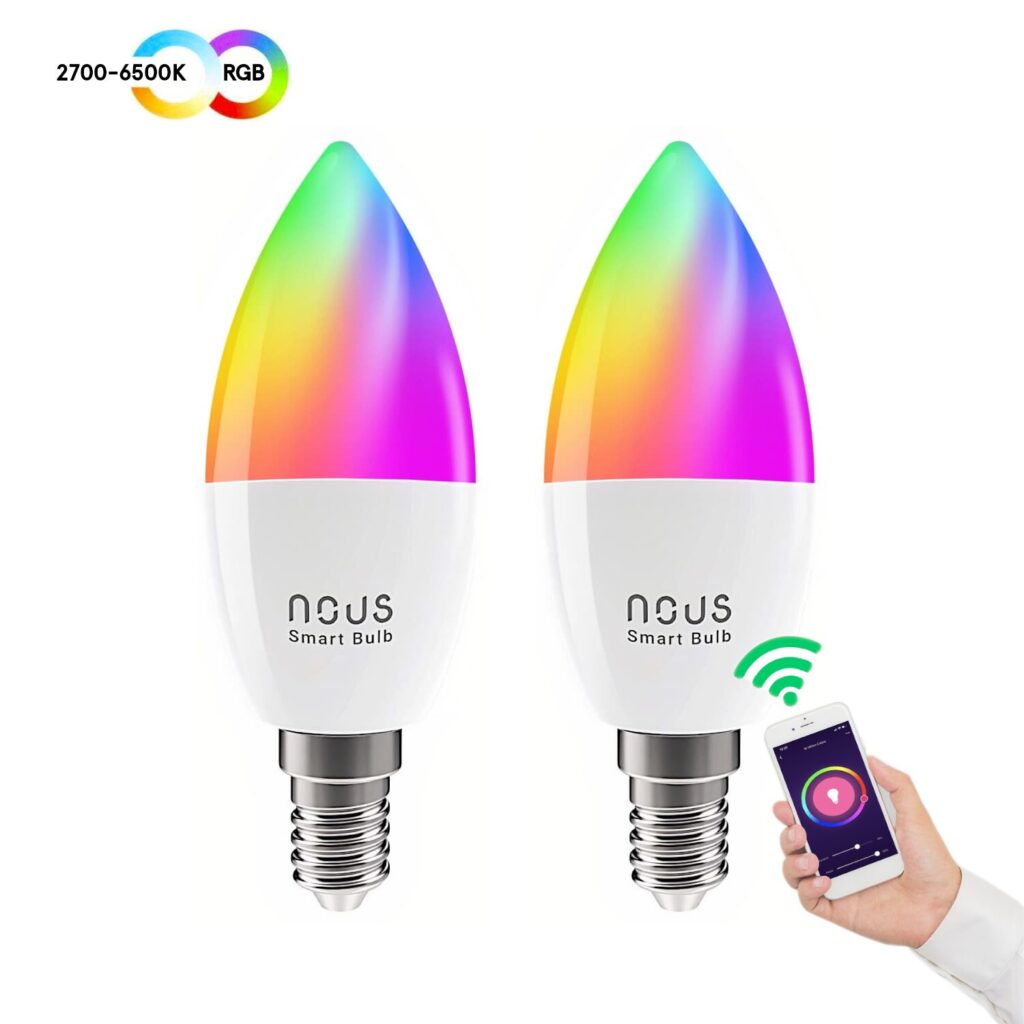 Set 2 Becuri LED RGB Smart NOUS P4, E14, Control din aplicatie