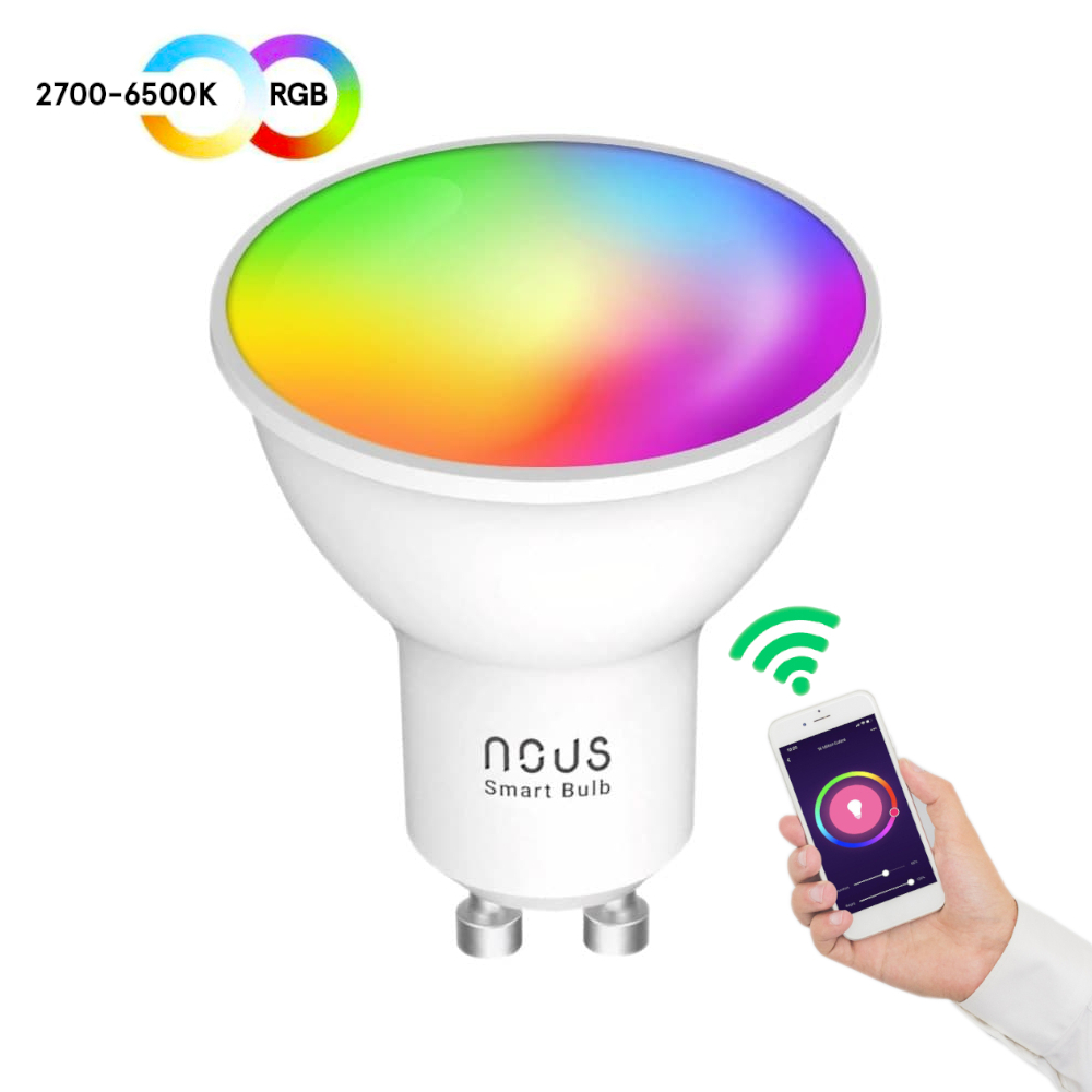Set 2 becuri LED RGB Smart NOUS P8, GU10, Control din aplicatie