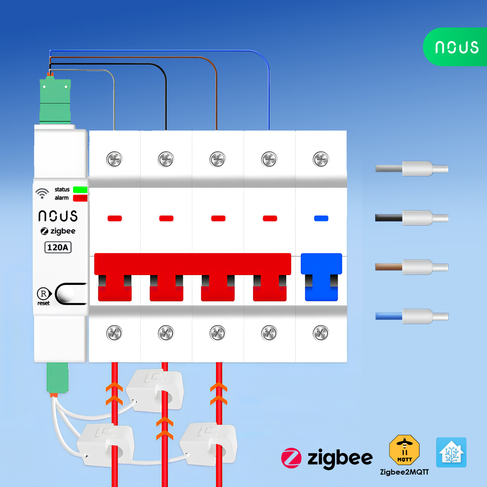 Contor electric NOUS D4Z ZigBee Smart DIN 120A, monitor consum in timp real , montare pe sina DIN