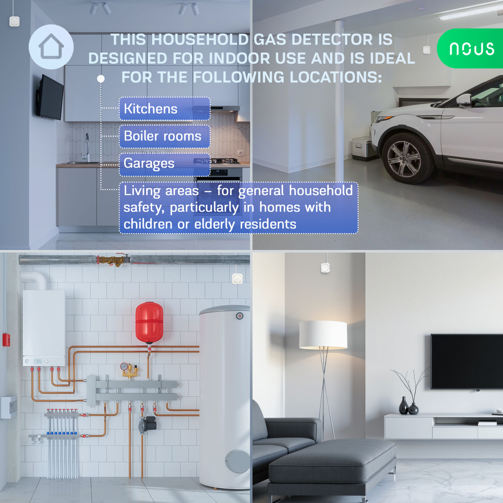 Detector scurgeri de gaz Smart Nous E9, Zigbee 3.0, compatibil Alexa Google Assistant