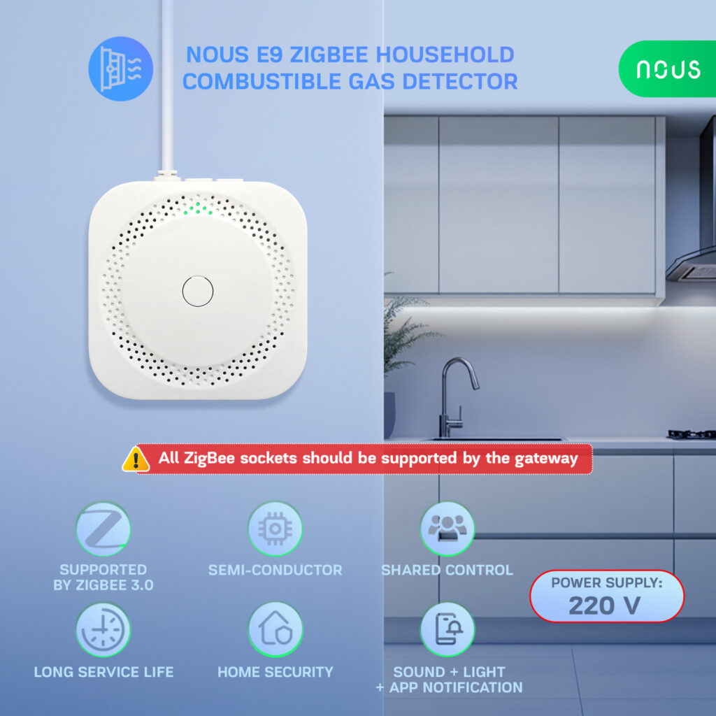 Detector scurgeri de gaz Smart Nous E9, Zigbee 3.0, compatibil Alexa Google Assistant