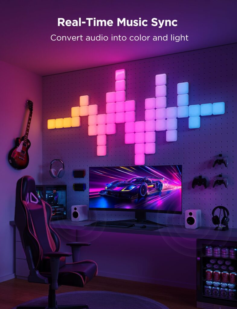 Kit panouri mici luminoase LED Govee H8069, RGBIC, Wi-Fi + Bluetooth, 10 panouri, Alexa , Google Asistant, Matter