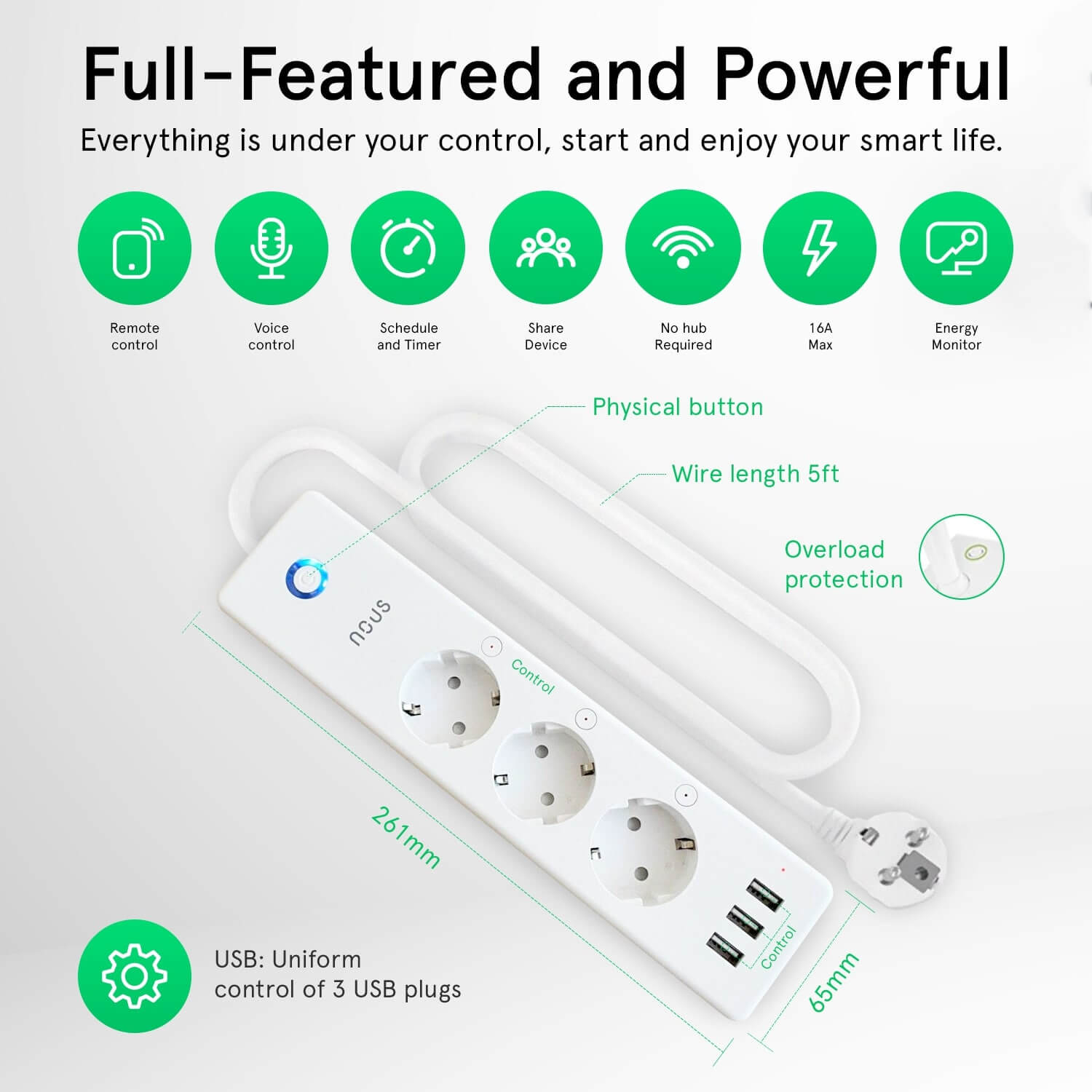 Prelungitor Smart Nous A5, Wifi, 15W. 3.1A