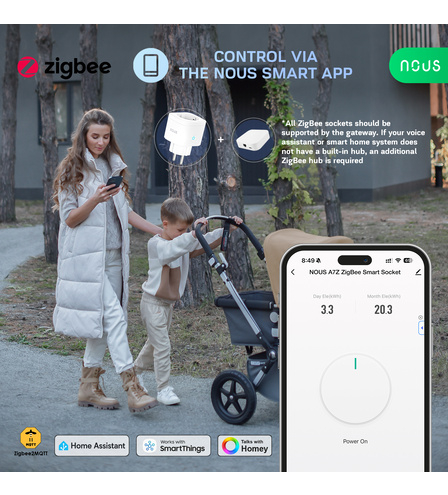 Set 3 prize inteligenta wifi Nous A7Z,16A - ZigBee 3.0, Monitorizare Consum, Compatibila Alexa Google