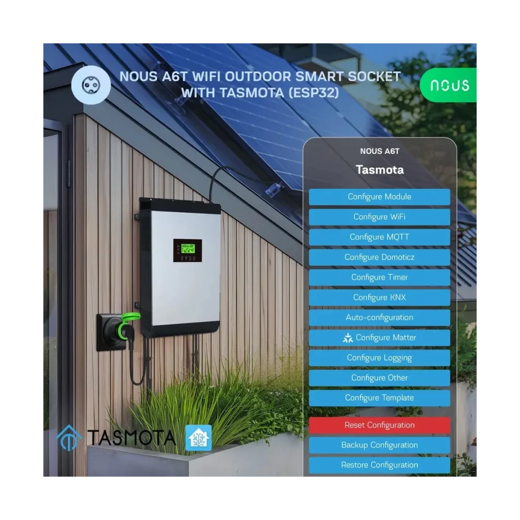 Priza Inteligenta WiFi pentru exterior NOUS A6T, IP44, 16A - Tasmota