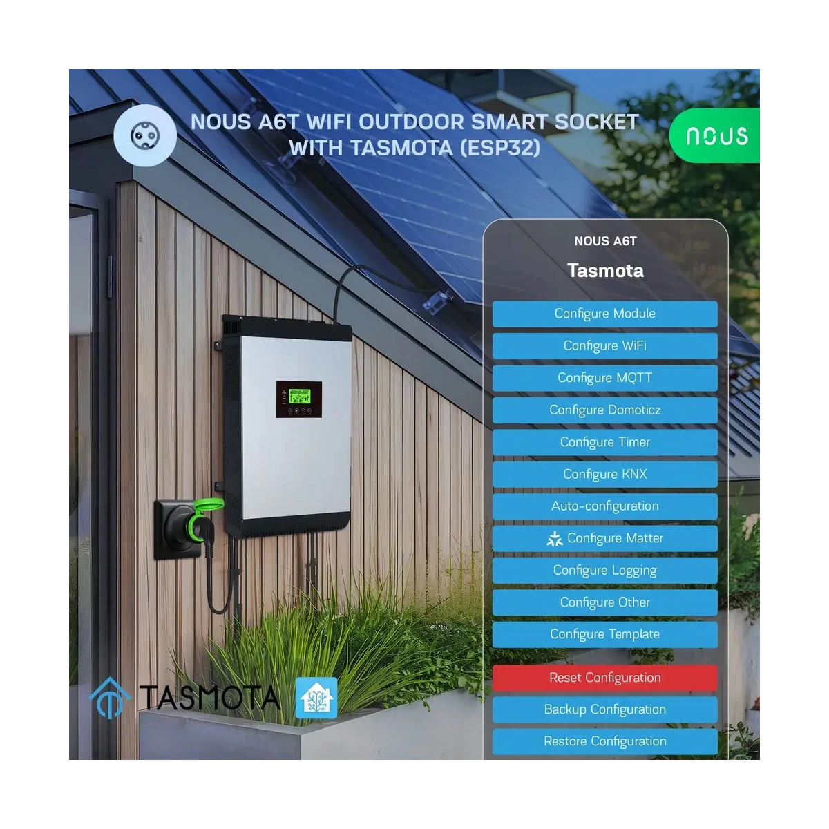 Priza Inteligenta WiFi pentru exterior NOUS A6T, IP44, 16A - Tasmota