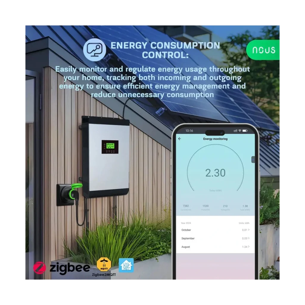 Priza Inteligenta WiFi pentru exterior NOUS A6Z,16A - ZigBee 3.0, Monitorizare energie, IP44