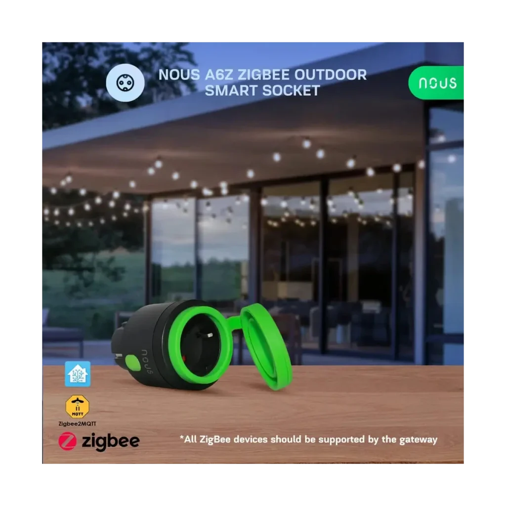 Priza Inteligenta WiFi pentru exterior NOUS A6Z,16A - ZigBee 3.0, Monitorizare energie, IP44