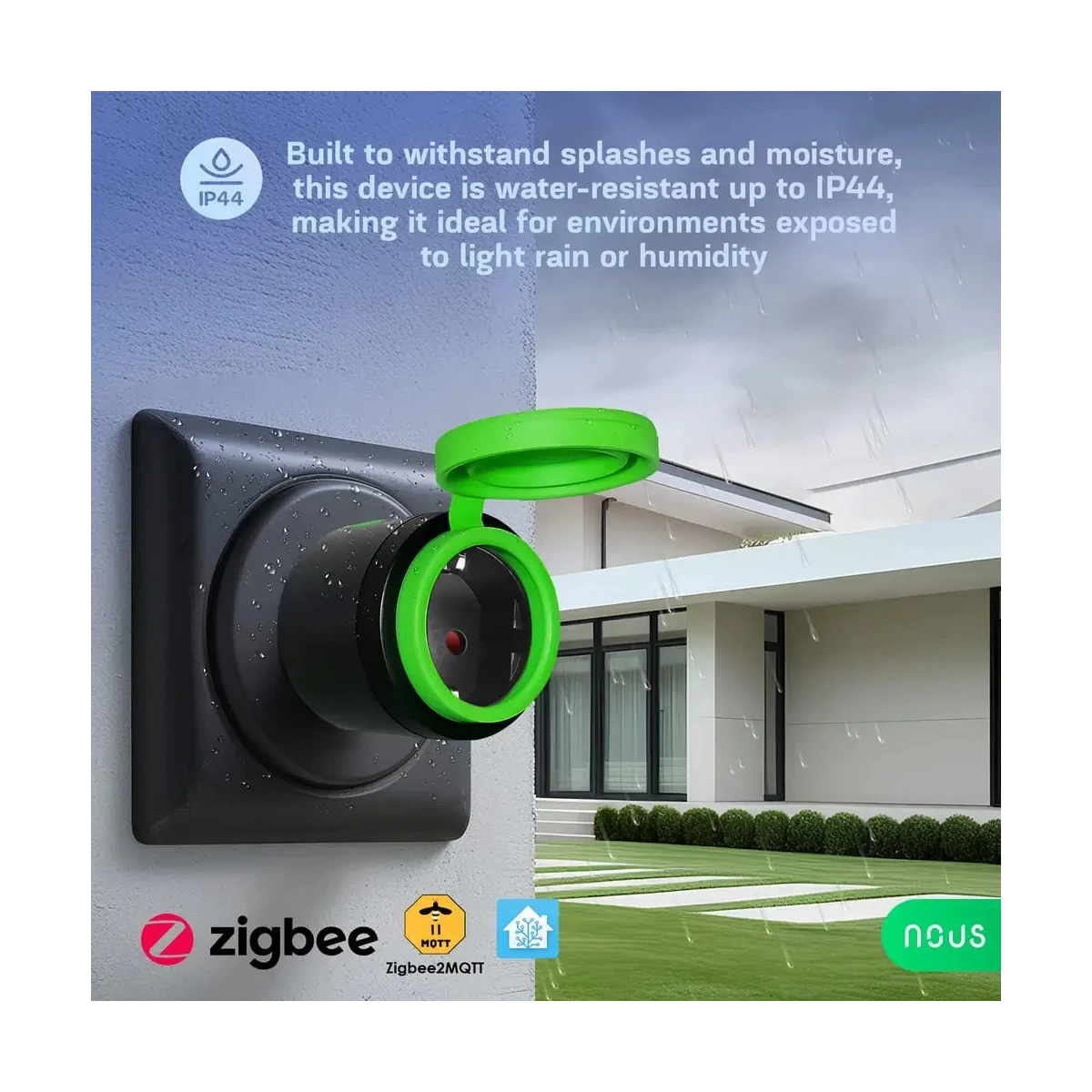 Priza Inteligenta WiFi pentru exterior NOUS A6Z,16A - ZigBee 3.0, Monitorizare energie, IP44