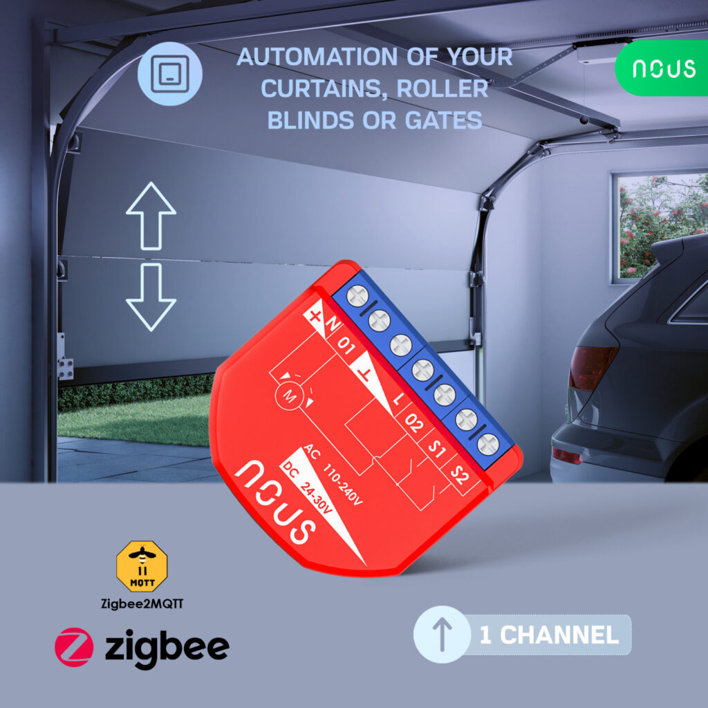 Releu inteligent pentru perdele si draperii Nous B4Z ZigBee, 1 canal