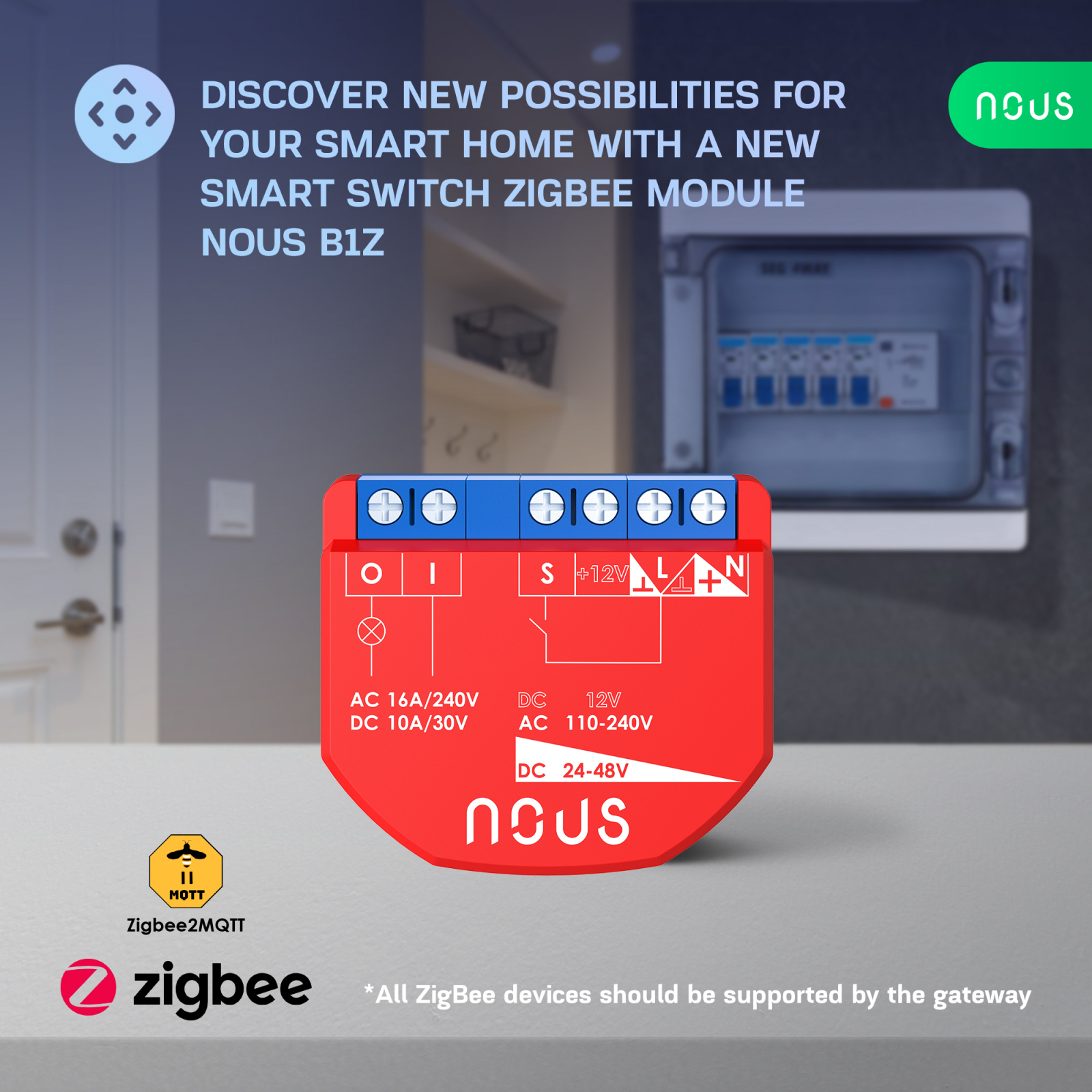 Releu inteligent Nous B1Z, 16A, ZigBee, 1 canal