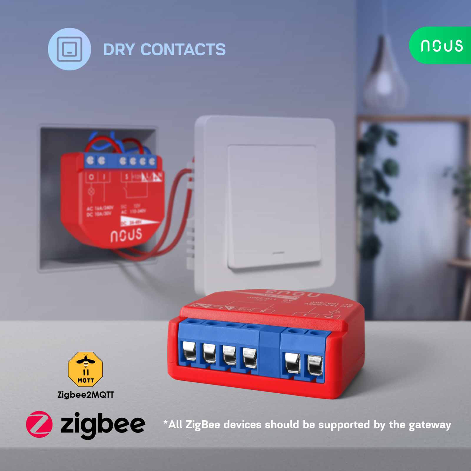 Releu inteligent Nous B1Z, 16A, ZigBee, 1 canal