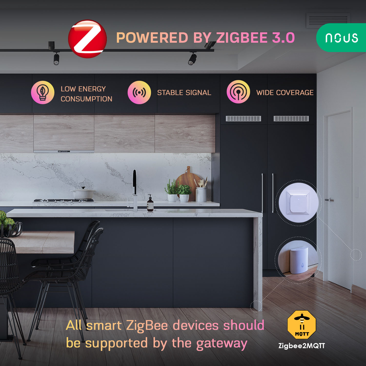 Senzor Smart detectie scurgeri de apa NOUS E4, ZigBee