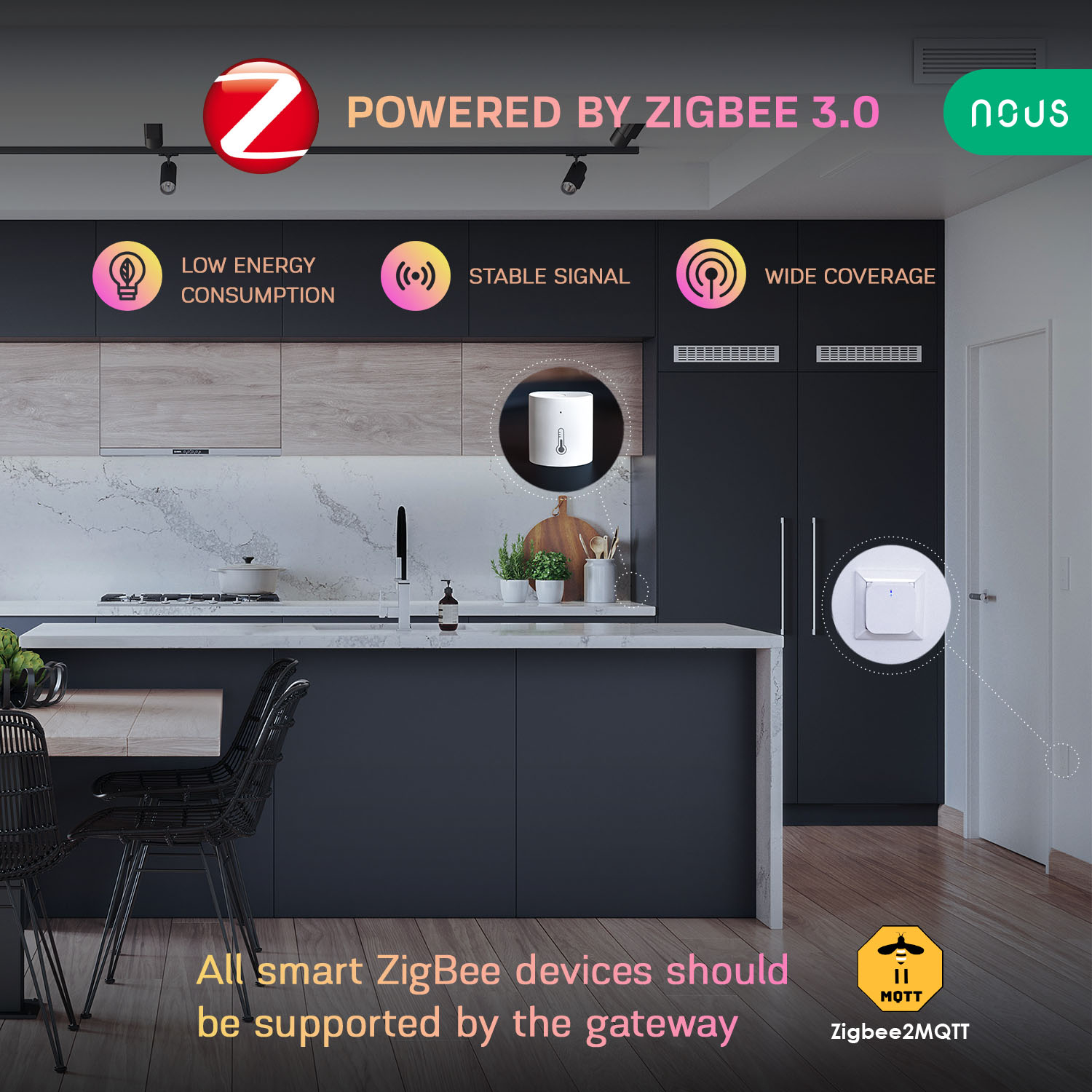 Senzor Smart de Temperatura si Umiditate NOUS E5, ZigBee