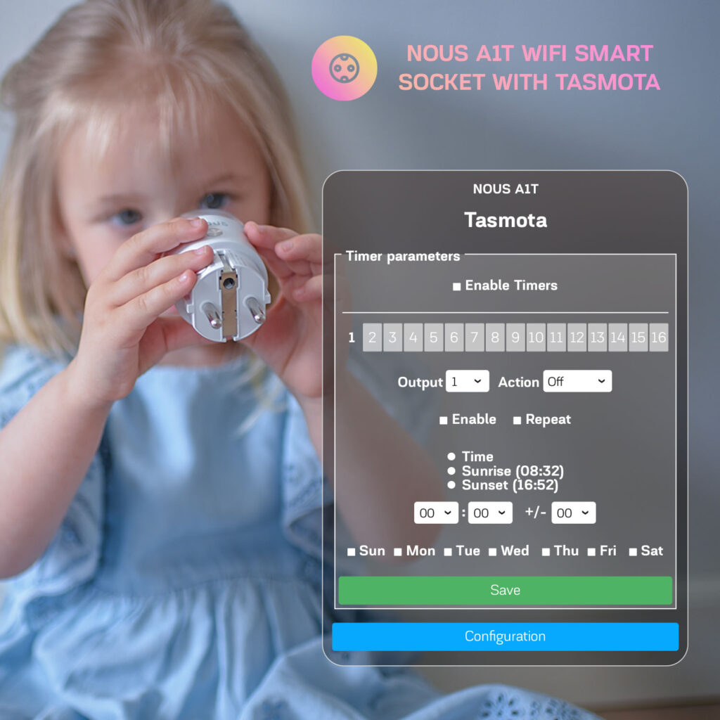 Set 2 Prize Inteligente WiFi NOUS A1T, 16A - Tasmota