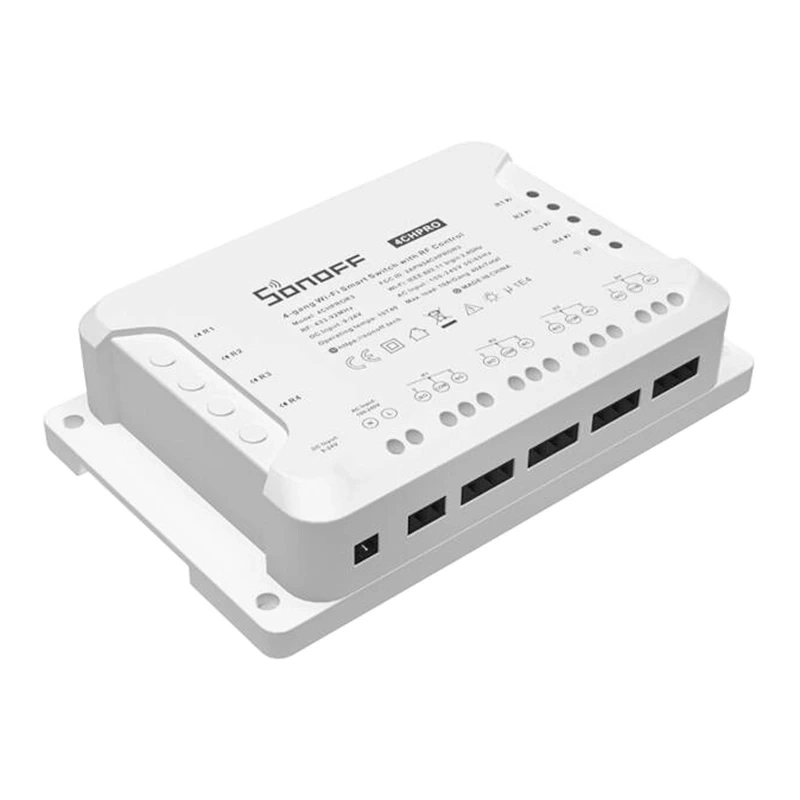 Sonoff 4CH PRO R3 – Releu WiFi 4 Canale, 40A, 8800W, RF 433MHz, Montare șină DIN, eWeLink, Alexa, Google Home