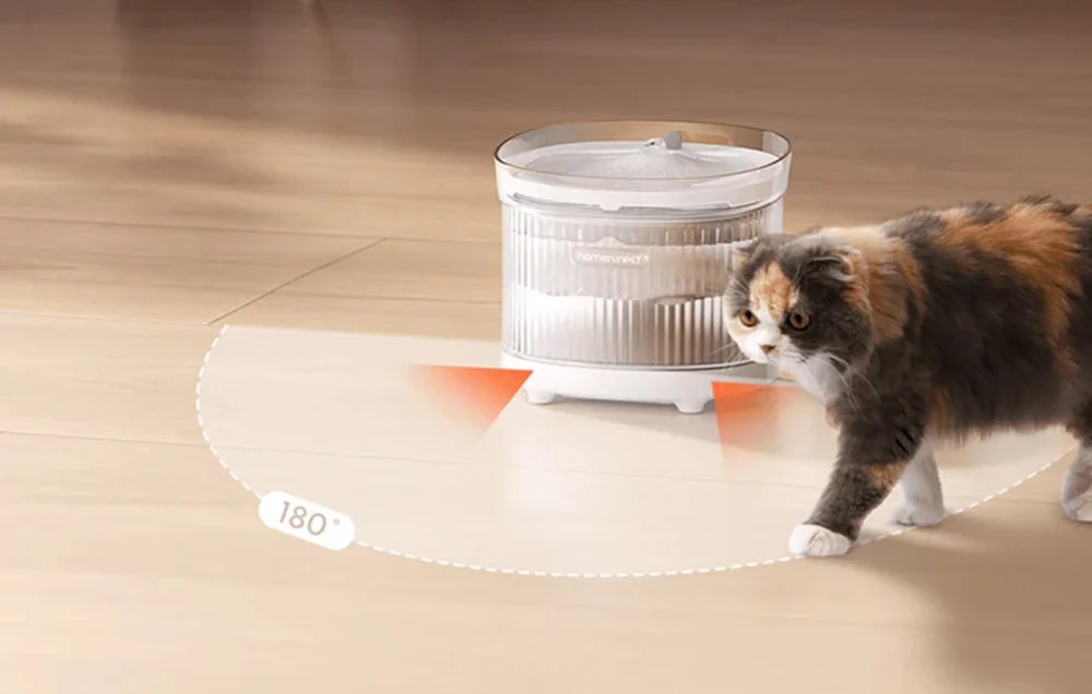 Fântână Apă Pisici și Câini HomeRunPet BF10, Wireless, 2L, Baterie 7800mAh, Senzor Radar