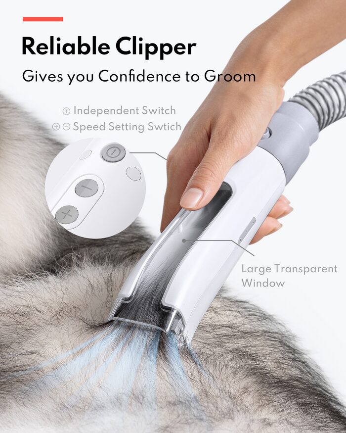 Trusă Toaletare Animale cu Aspirator HomeRunPet HC15, 6-in-1, 12000Pa, 45dB