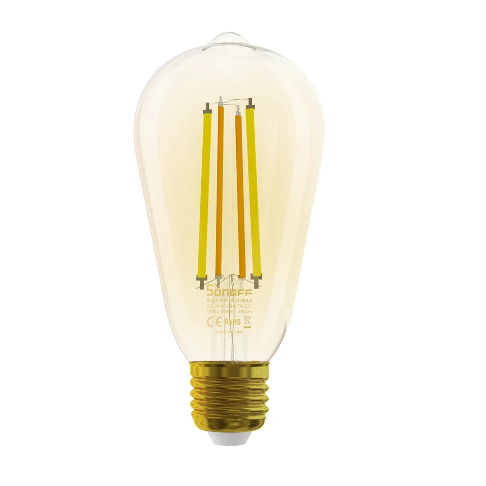 Bec Smart WiFi Filament Sonoff B02-F-ST64, 7W, 700 Lm, E27, Edison Vintage