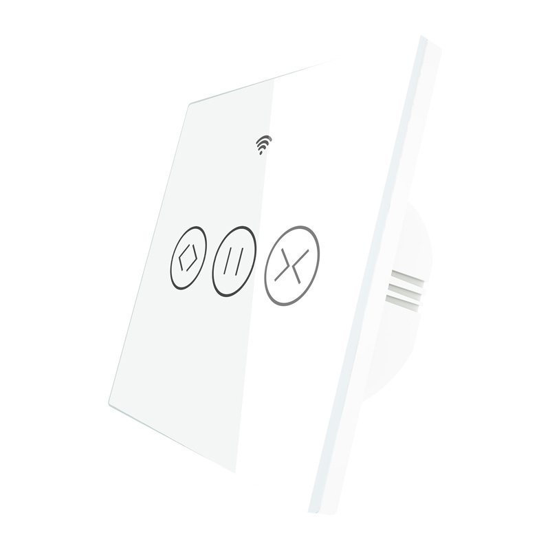 Întrerupător smart pentru rulouri și jaluzele WiFi + RF 433 MOES WRS-EUC, tactil, sticlă, alb