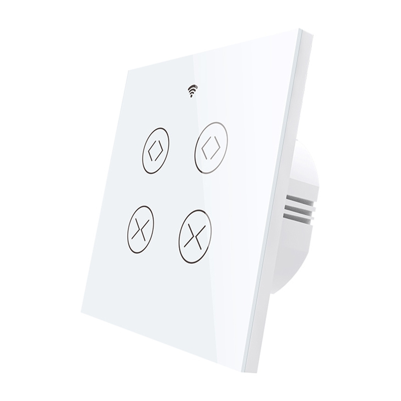 Întrerupător smart dublu pentru rulouri și jaluzele WiFi + RF 433 MOES WRS-EUC2, 2 motoare, tactil