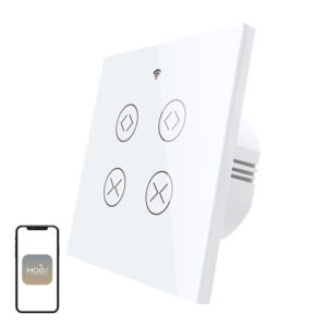 Întrerupător smart dublu pentru rulouri și jaluzele WiFi + RF 433 MOES WRS-EUC2, 2 motoare, tactil