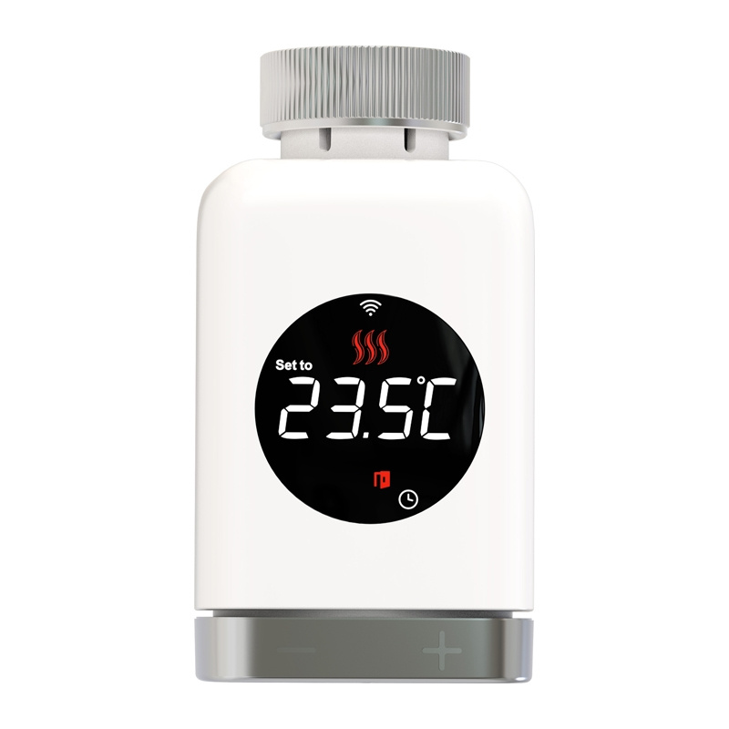 Cap termostatic smart Zigbee MOES TRV801 pentru calorifer, afișaj rotativ, 6 adaptoare, Tuya