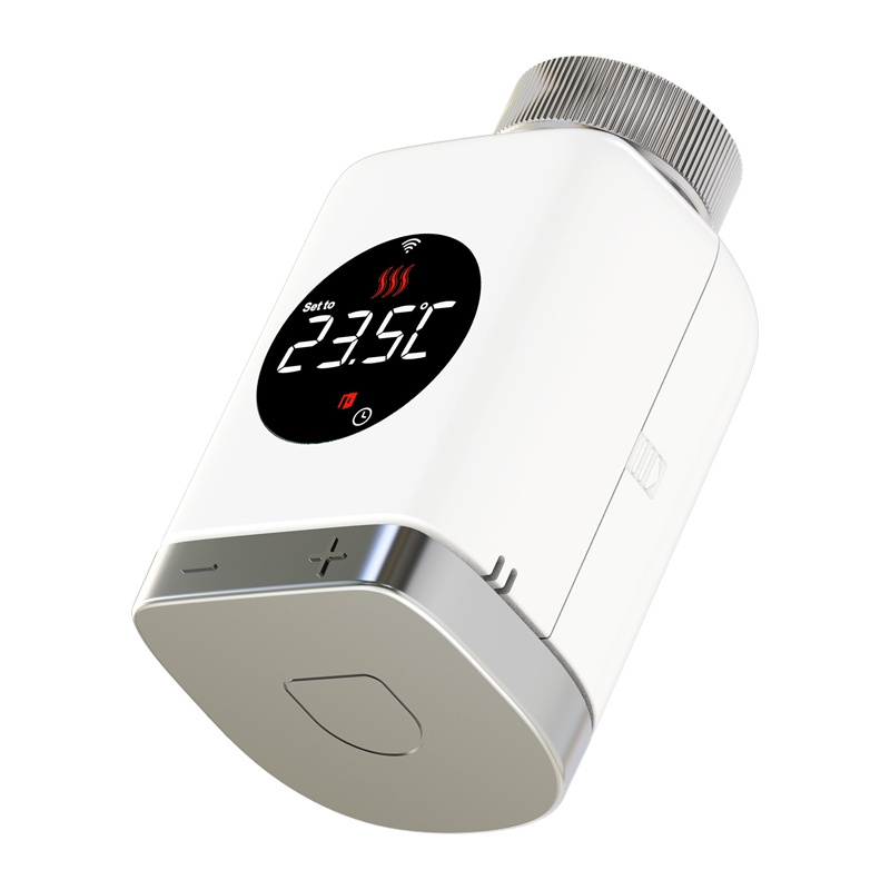 Cap termostatic smart WiFi MOES TRV801 pentru calorifer, fără gateway, afișaj rotativ, 6 adaptoare, Tuya
