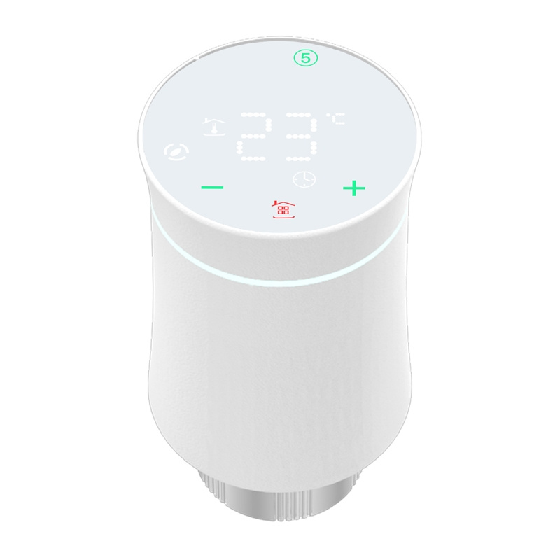 Cap termostatic smart Zigbee MOES BY100 pentru calorifer, butoane tactile, precizie ±0,5 °C, 5 adaptoare, Tuya