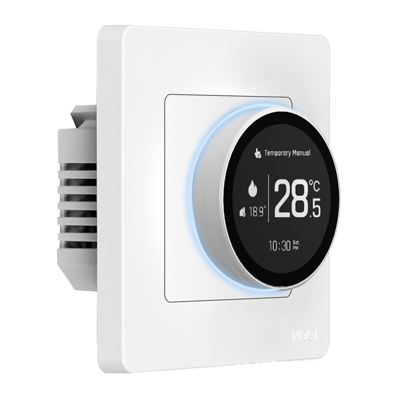 Termostat smart Zigbee MOES ZHT-SR-GA pentru încălzire în pardoseală cu apă, 5A, design Star Ring, Tuya