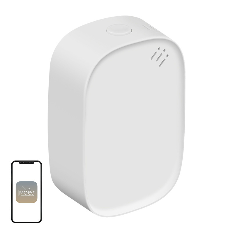 Senzor de temperatură și umiditate Zigbee MOES ZSS-S01-TH-C, compact, baterie CR2032, automatizări Tuya