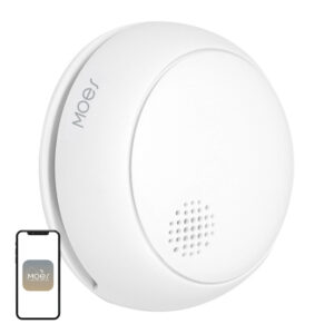 Detector de fum Zigbee MOES SSD01, alarmă 85 dB, notificări pe telefon, baterie CR123A, Tuya
