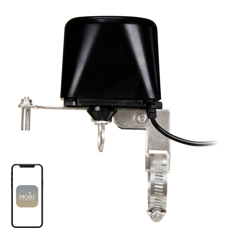 Actuator smart WiFi MOES WV-LZ-BK pentru robinet cu bilă, oprire apă sau gaz de la distanță, negru