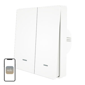Întrerupător smart Zigbee MOES ZS-B-EU2, 2 canale, butoane, funcționează cu sau fără nul