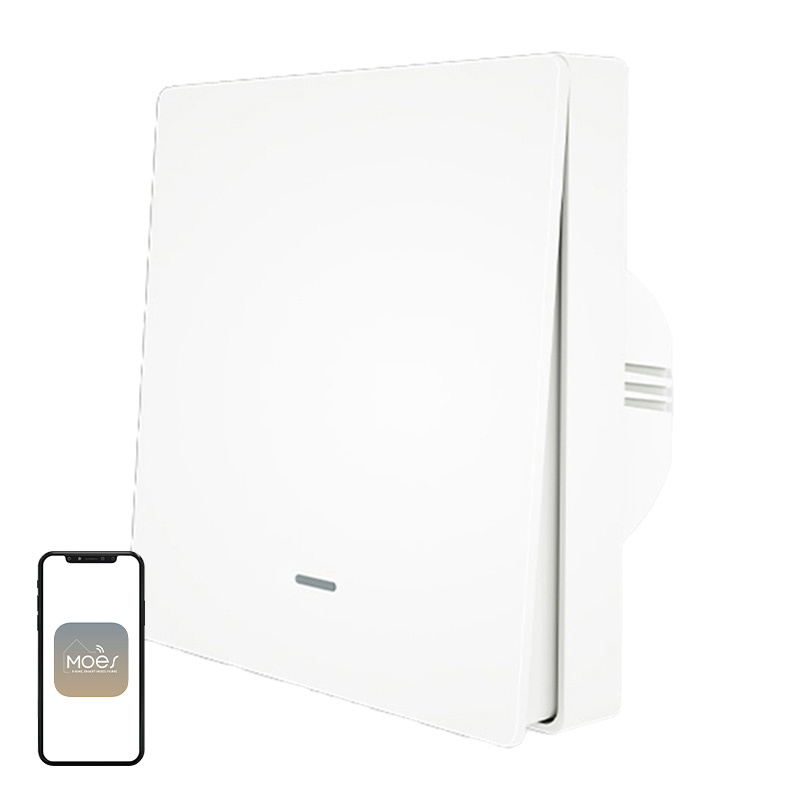 Întrerupător smart Zigbee MOES ZS-B-EU1, 1 canal, butoane, funcționează cu sau fără nul
