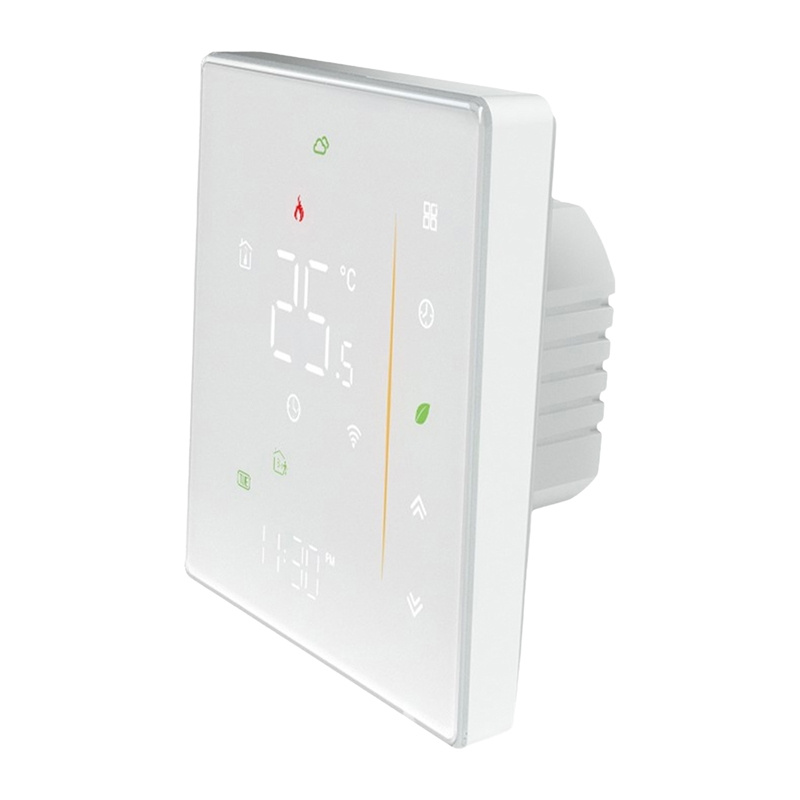 Termostat WiFi MOES WHT-006-GB pentru încălzire electrică în pardoseală, 16A, design fără ramă, alb, Tuya