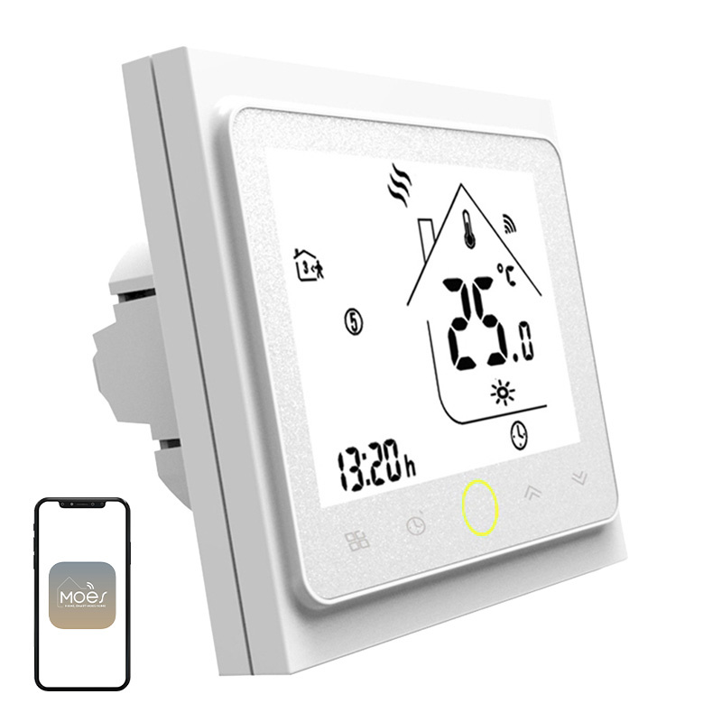 Termostat WiFi MOES BHT-002 pentru încălzire electrică în pardoseală, 16A, ecran LCD, programabil, Tuya